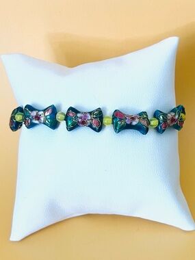 Floral Bow Cloisonne Beaded Bracelet